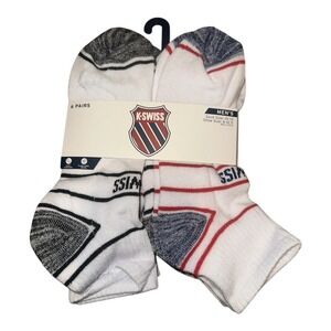 K Swiss Mens White Quarter Socks, Size 10-13 (Shoe size 6-12.5)